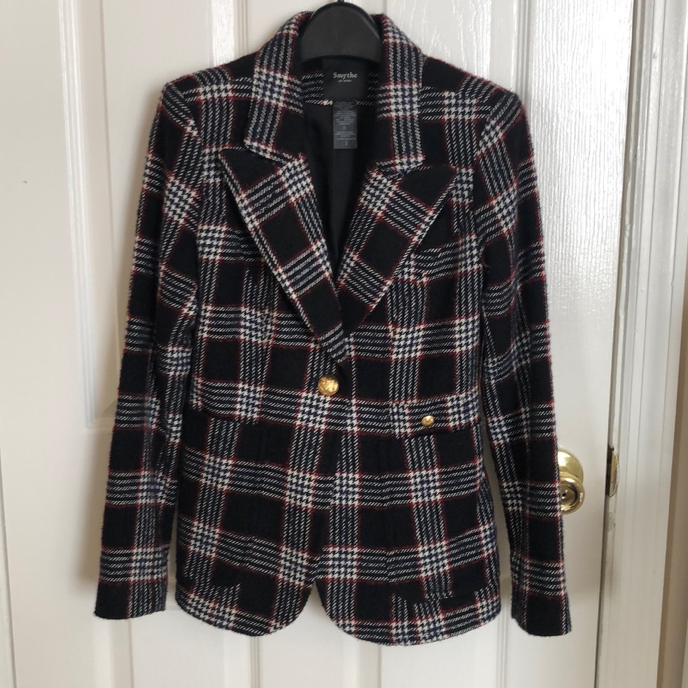 Smythe Tweed Plaid Wool Jacket Blazer
